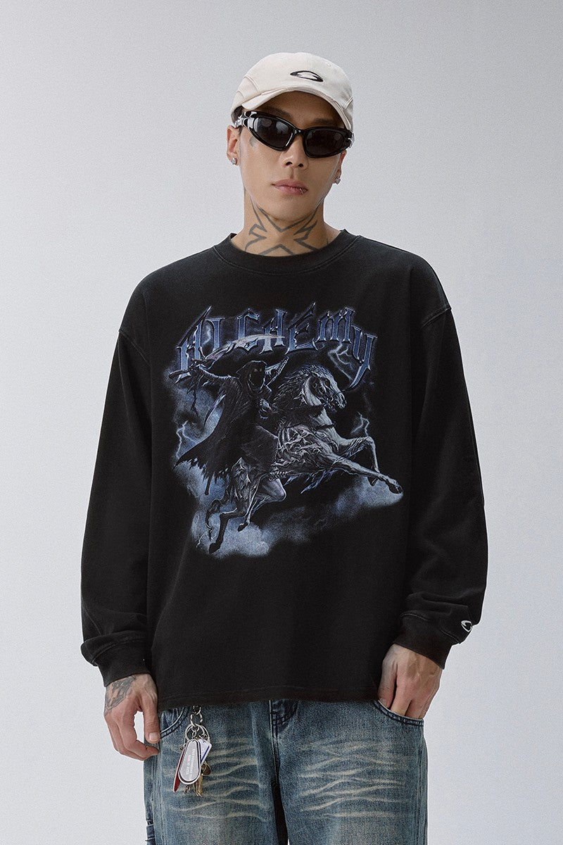 Vintage Washed Graphic Long Sleeve Tee