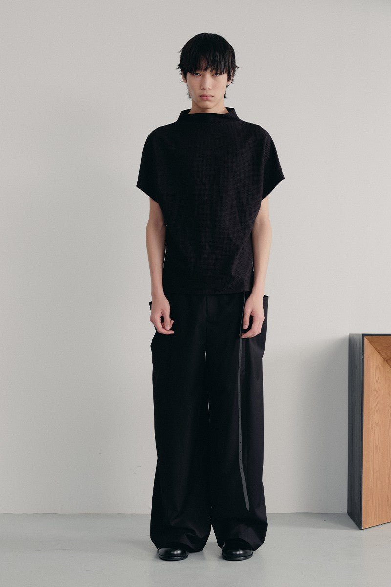 Textured Cowl Sleeve Tee