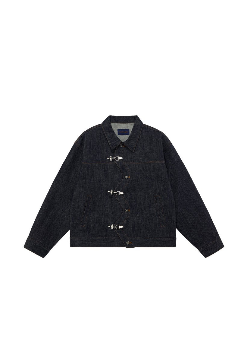 Twisted Seam Raw Denim Jacket