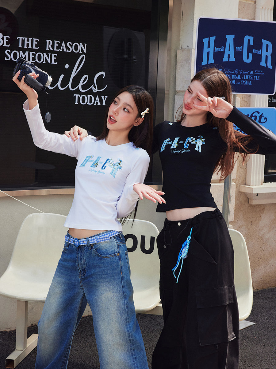 Slim Fit Blue Embroidered Tee