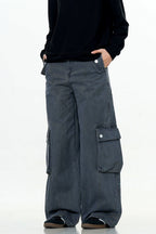 Deconstructed Wide-Leg Cargo Pants
