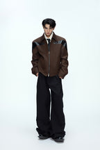 Glossy Deconstructed Cropped Jacket
