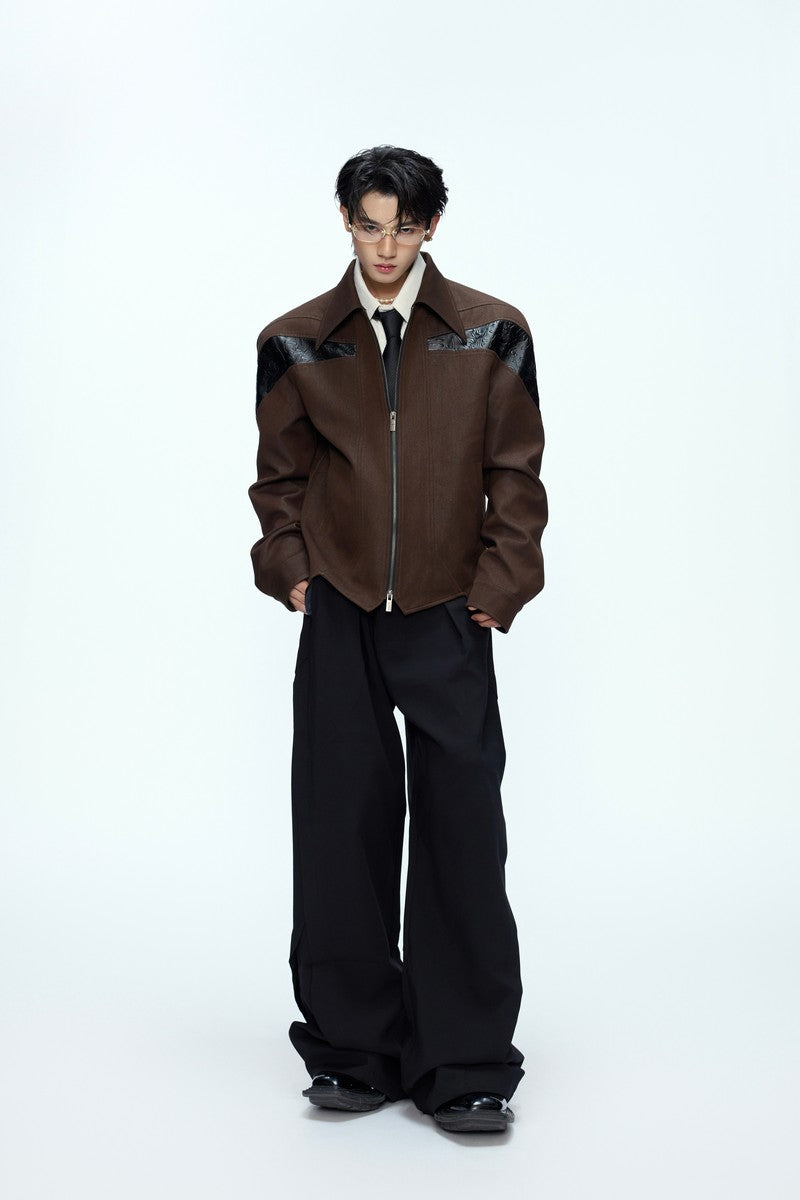 Glossy Deconstructed Cropped Jacket