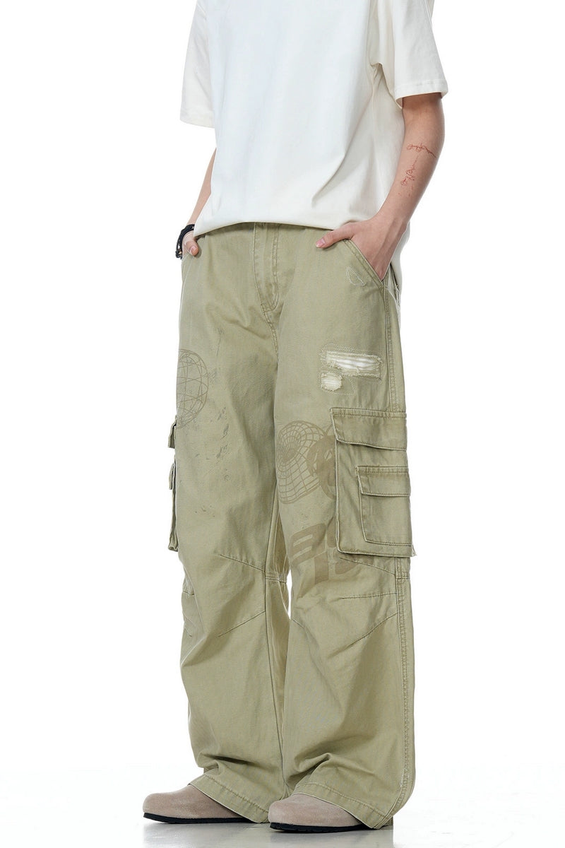 Distressed Multi-Pocket Cargo Pants
