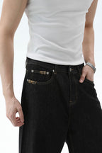 Raw Denim Straight Leg Jeans