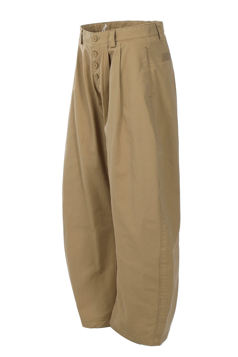 Baggy Button Wide-Leg Trousers