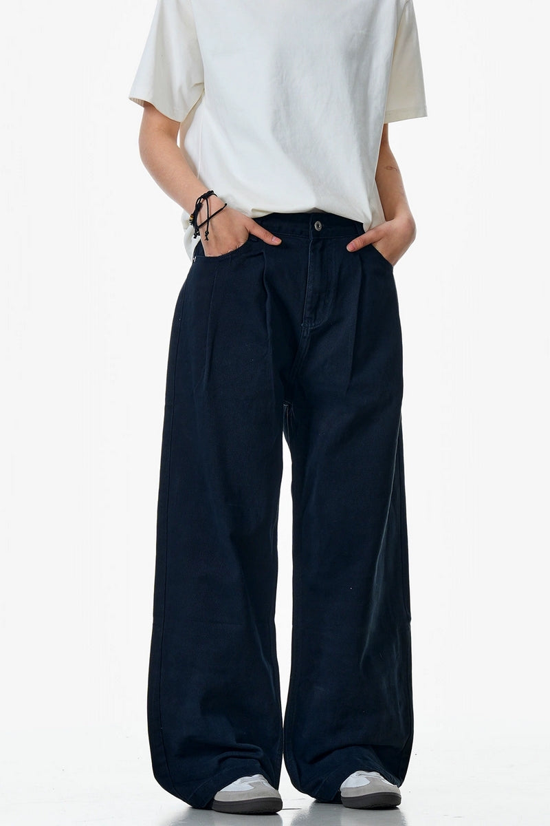 Khaki Wide-Leg Vintage Trousers