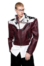 Cow Print Faux Fur Biker Jacket