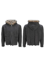 Faux Fur Knit Zip-Up Hoodie