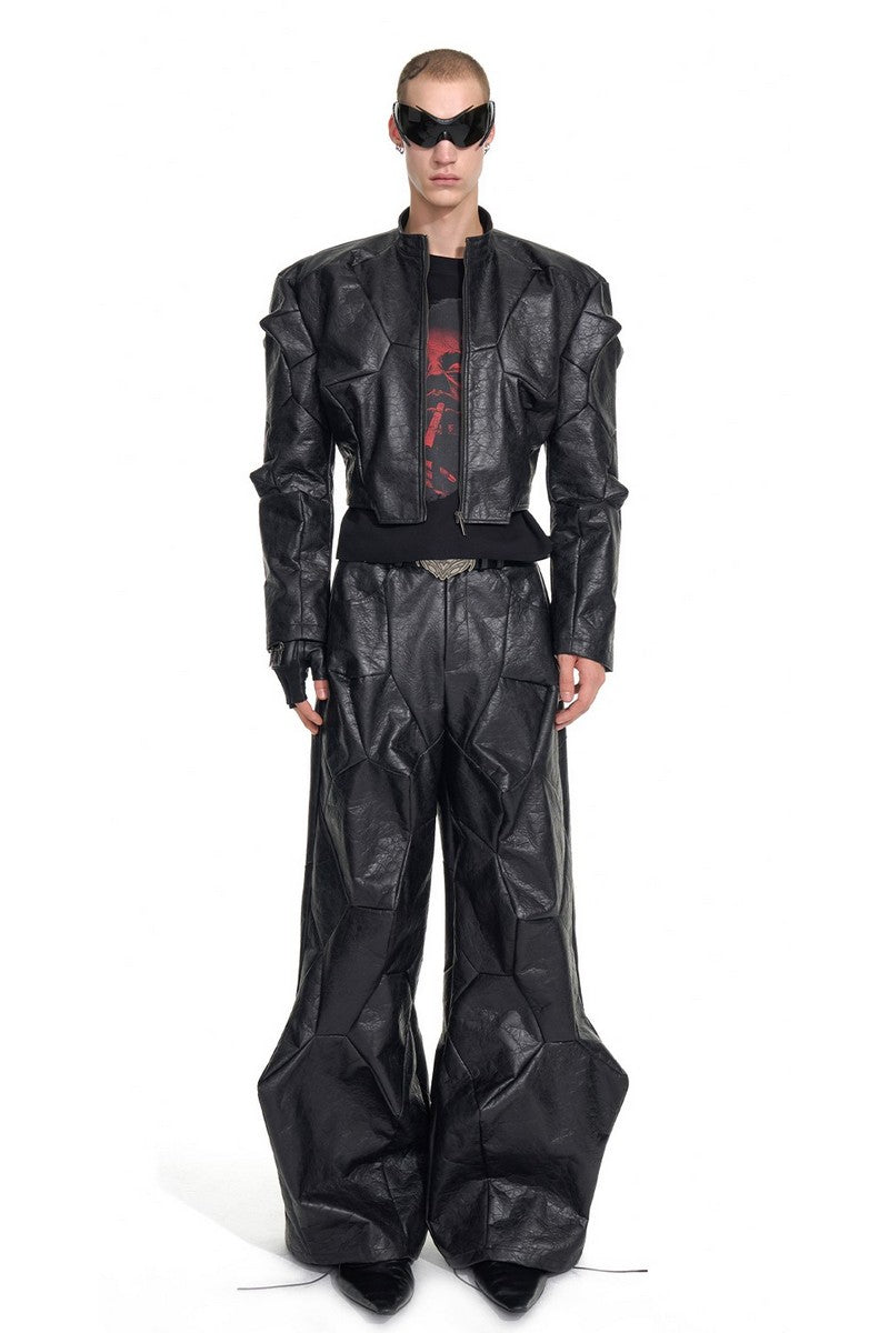 Deconstructed PU Irregular Cut Trousers