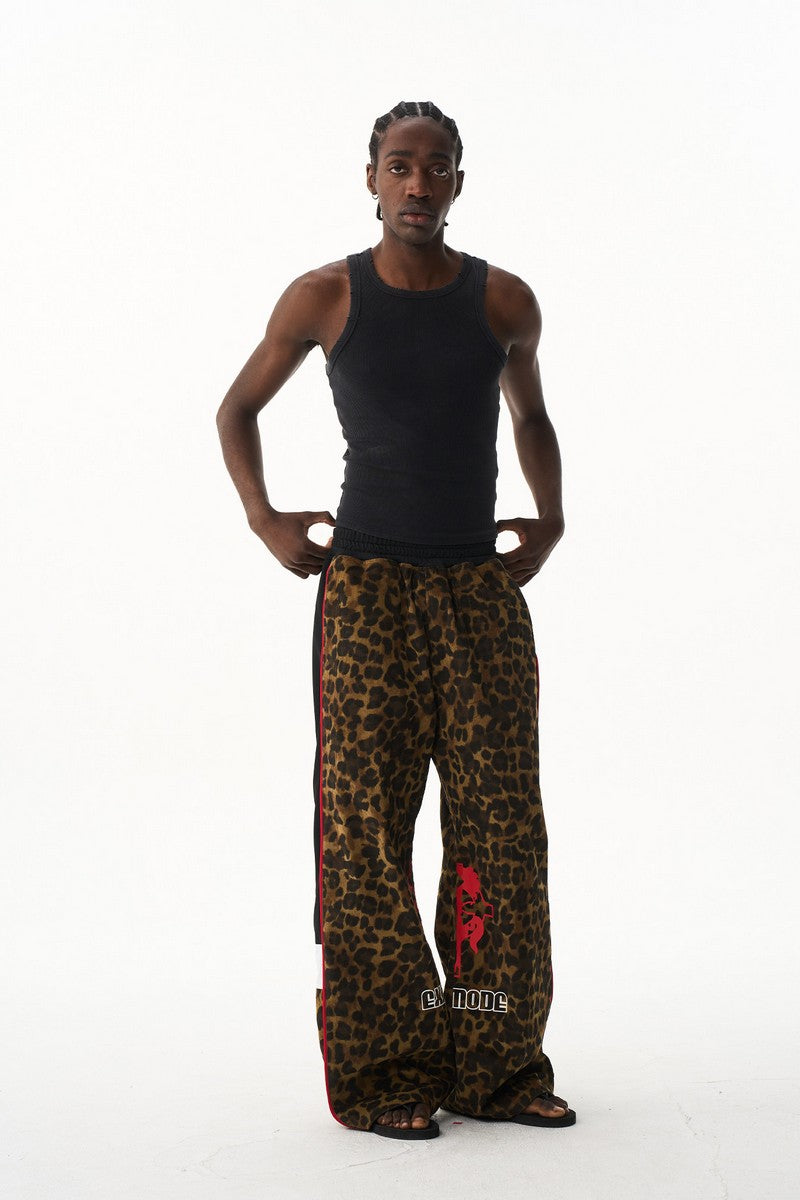 Leopard Print Straight Sweatpants