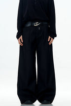 Pleated Rivet Relaxed Dress Trousers
