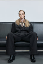 Fur Collar Wool Blazer Jacket