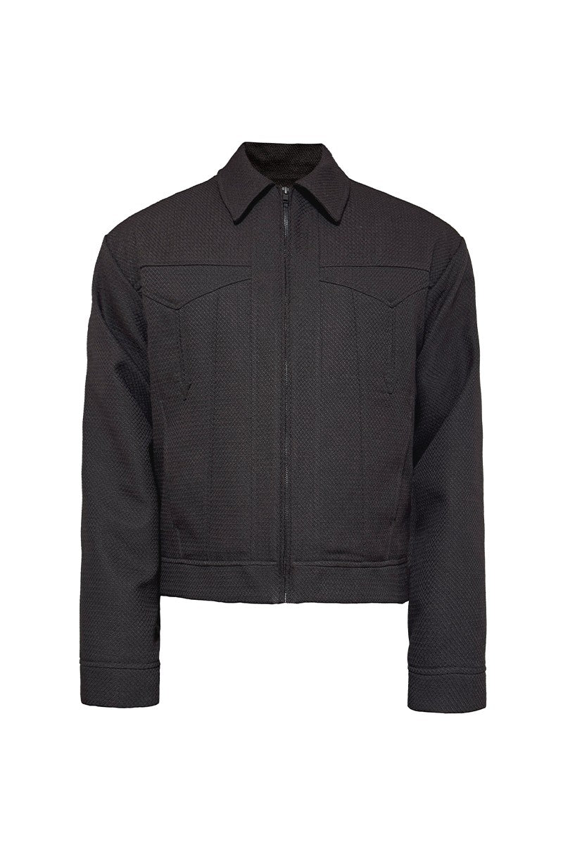 Textured Jacquard Utility Jacket