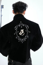 Metal Button Sparkle Stand Collar Jacket