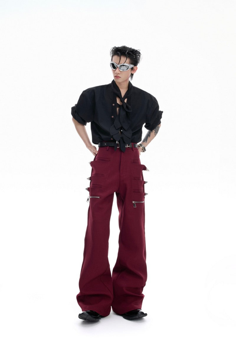 Deconstructed Zip Flare Pants