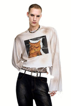 Graphic Distressed Cropped Tee