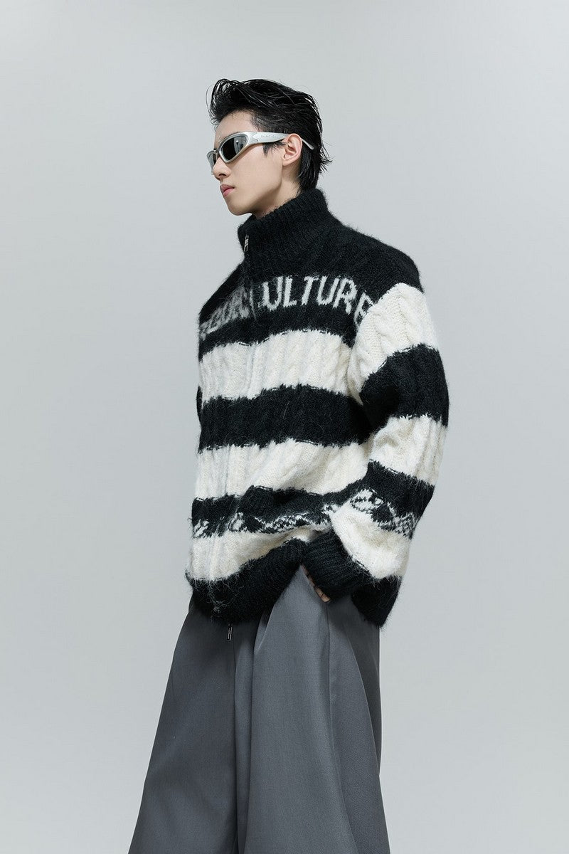 Colorblock Chunky Knit Cardigan