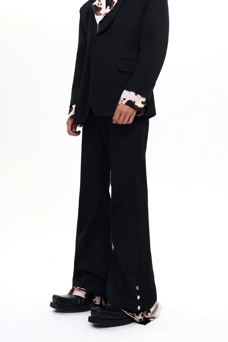 Cow Print Layered Flared Trousers
