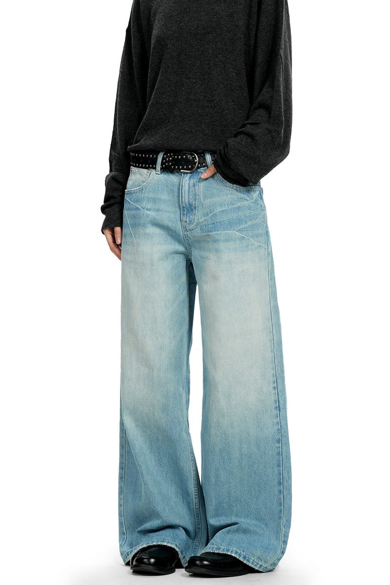 Cracked Blue Straight Jeans