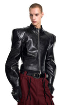 Animal Print Cropped Leather Jacket