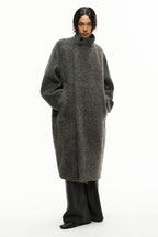 Pleated Cocoon Wool Overcoat