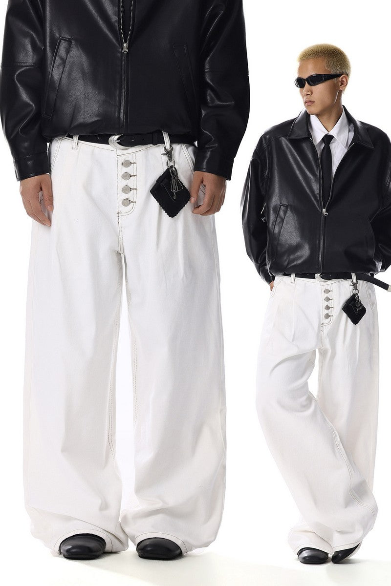 Five-Buttons Curved Jeans