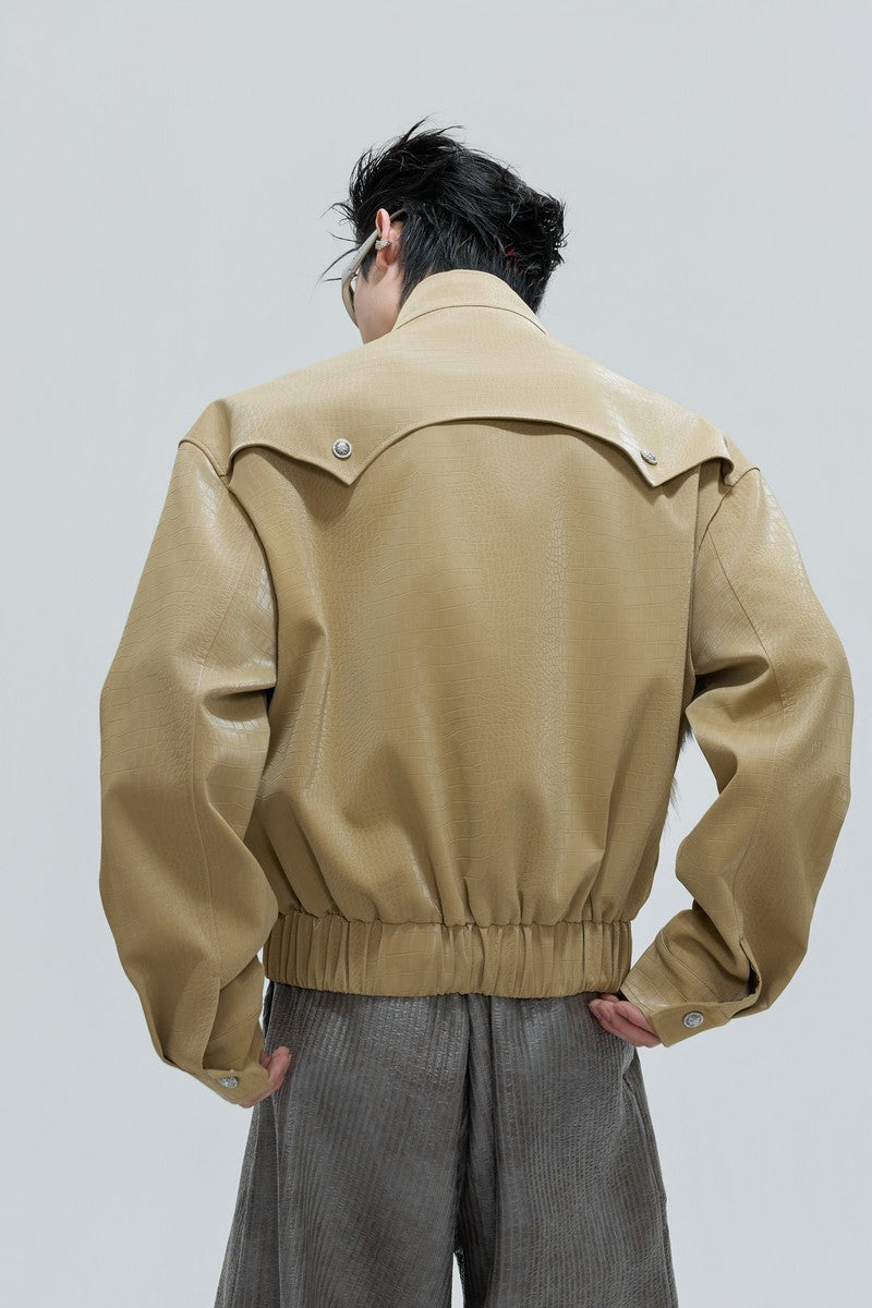 Crocodile Fleece Biker Jacket