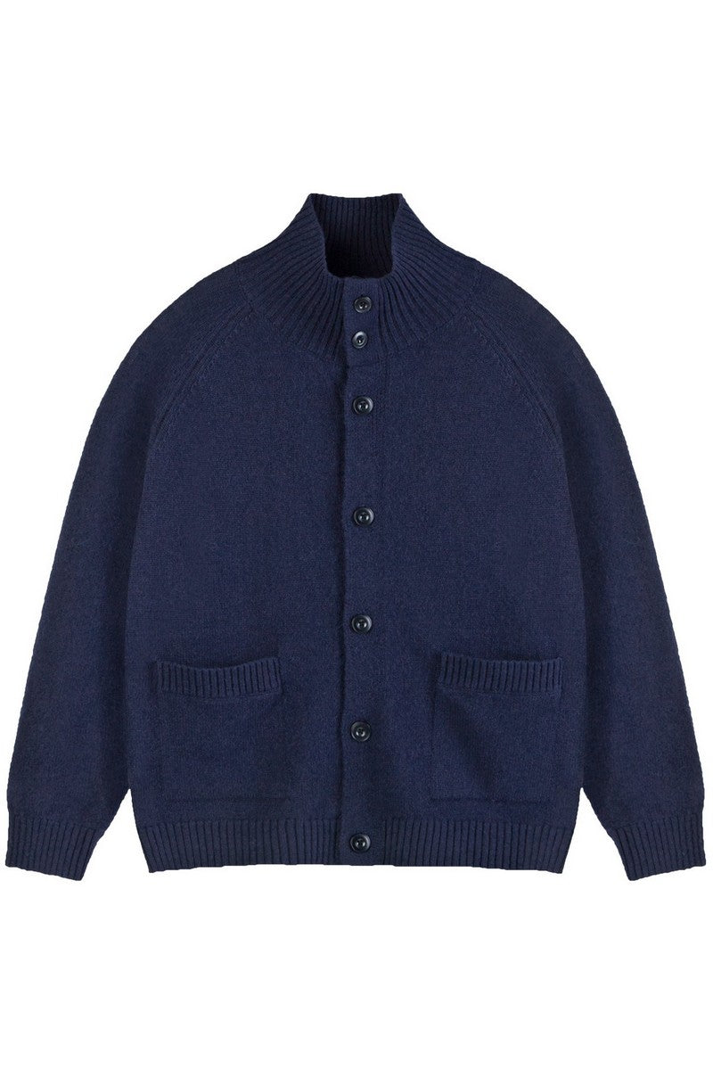 Wool Knit High Neck Cardigan