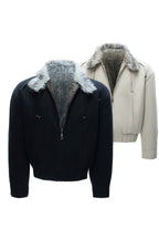 Washed Canvas Faux Wolf Fur Puffer