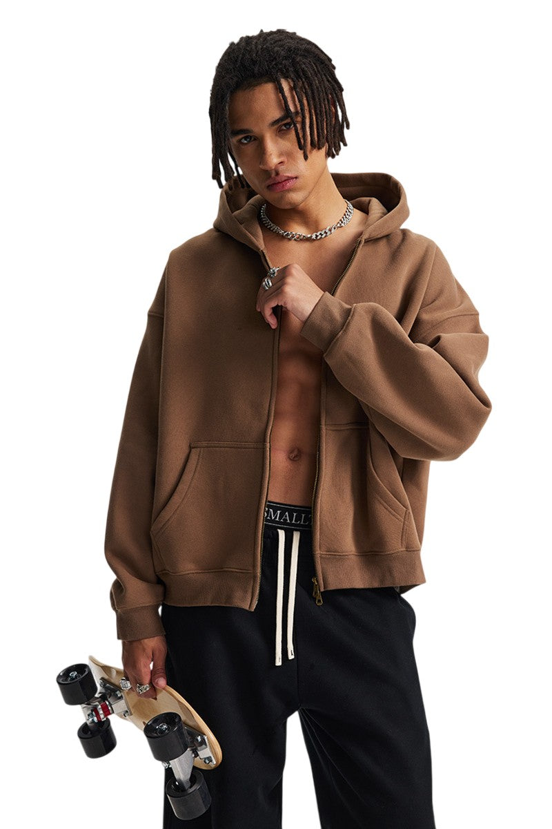 Fleece Boxy Double Zip Hoodie - CZ Basics – Copping Zone