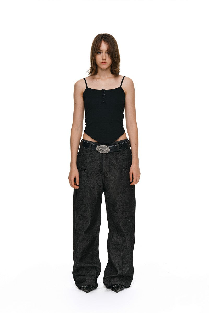 Studded Black Straight Jeans