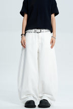 White Embroidered Scythe Jeans