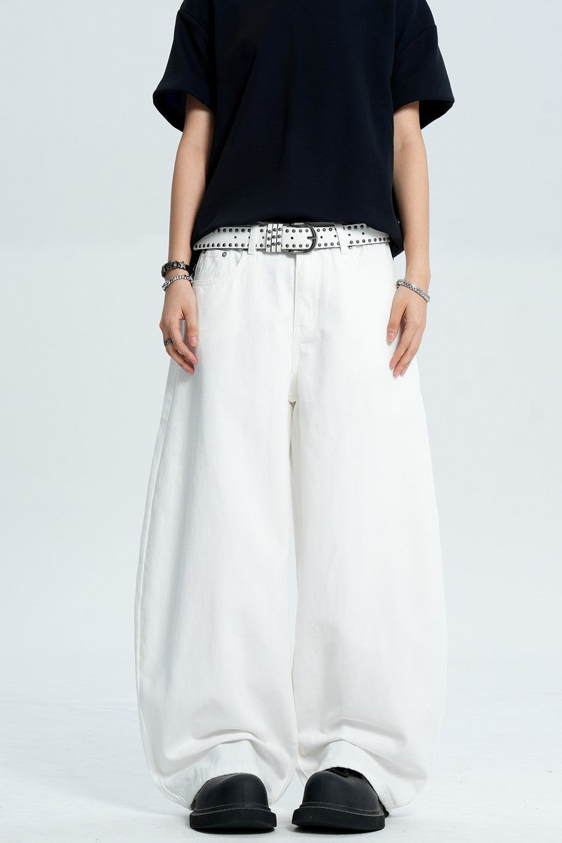 White Embroidered Scythe Jeans