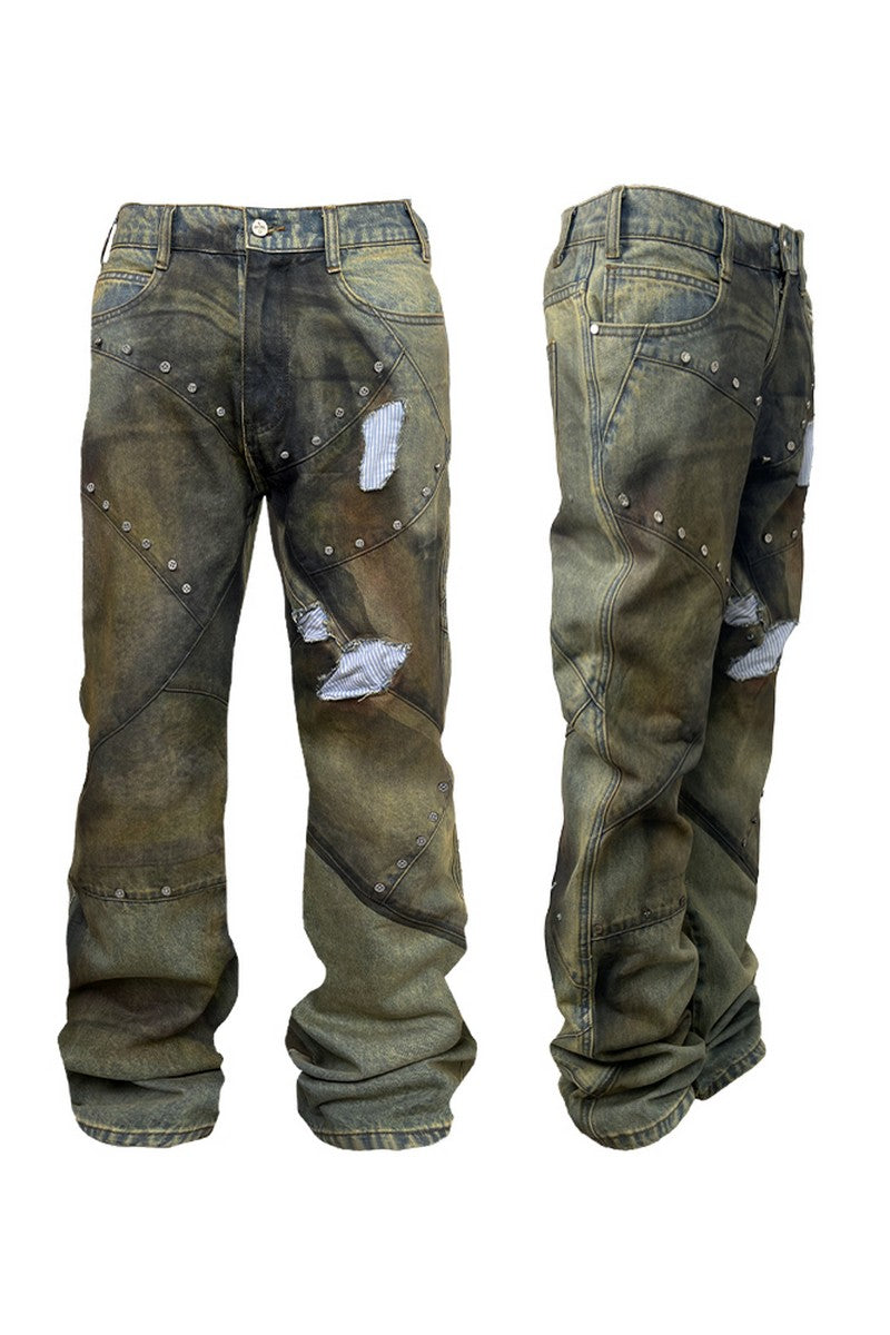 Rust Rivet Washed Jeans