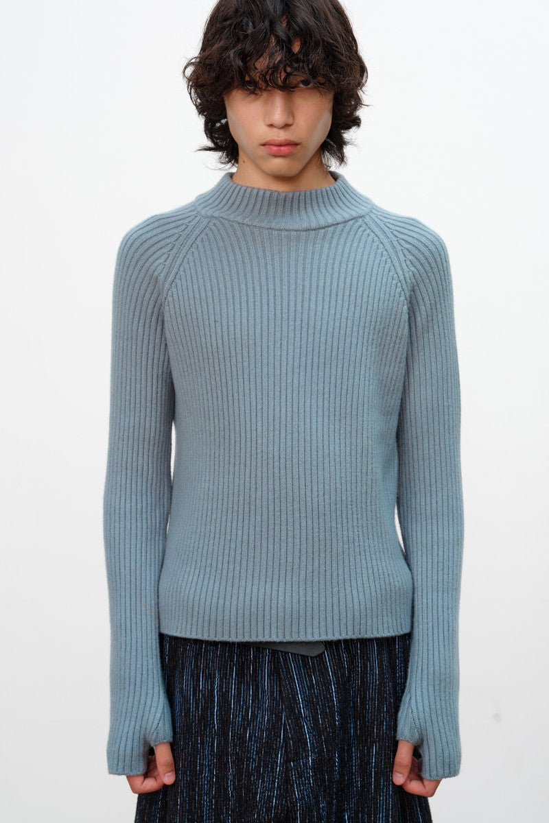 Ribbed Raglan Knit Sweater
