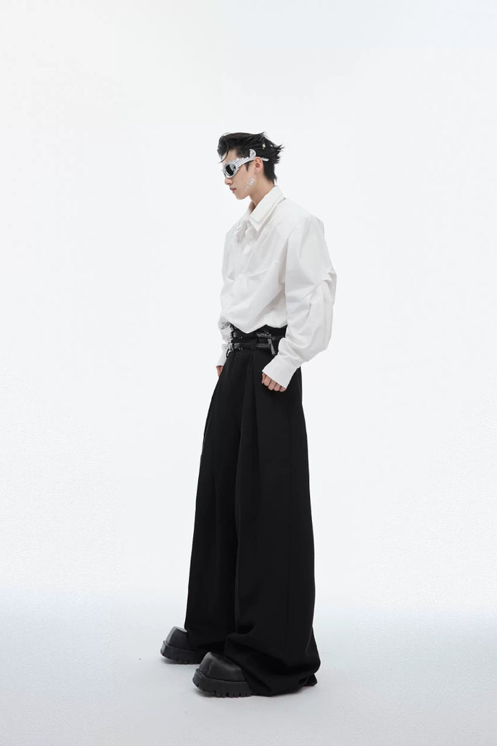 Pleated High-Waist Trousers