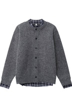 Layered Look Plaid Knit Cardigan