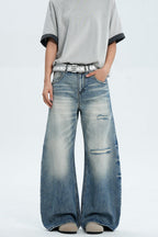 Destroyed Washed Wide Jeans