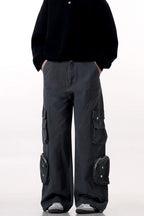Washed Deconstructed Multi-Pocket Trousers