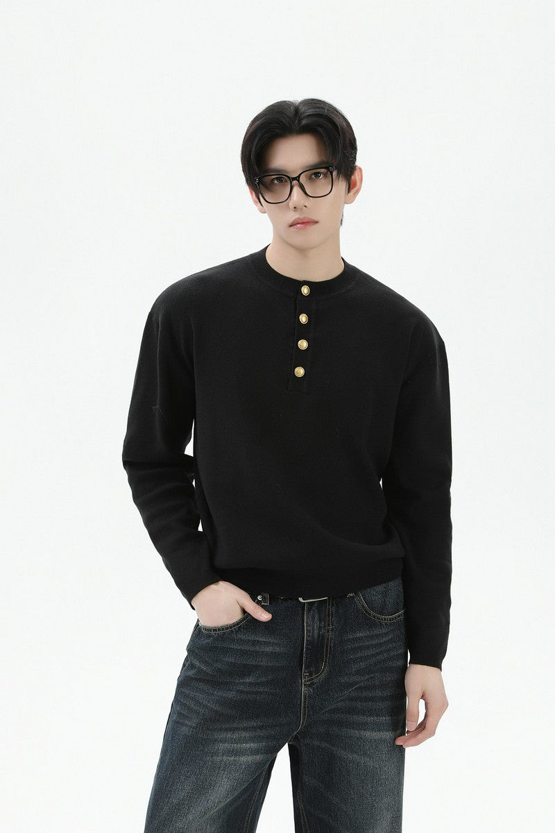 Henley Wool Knit Sweater