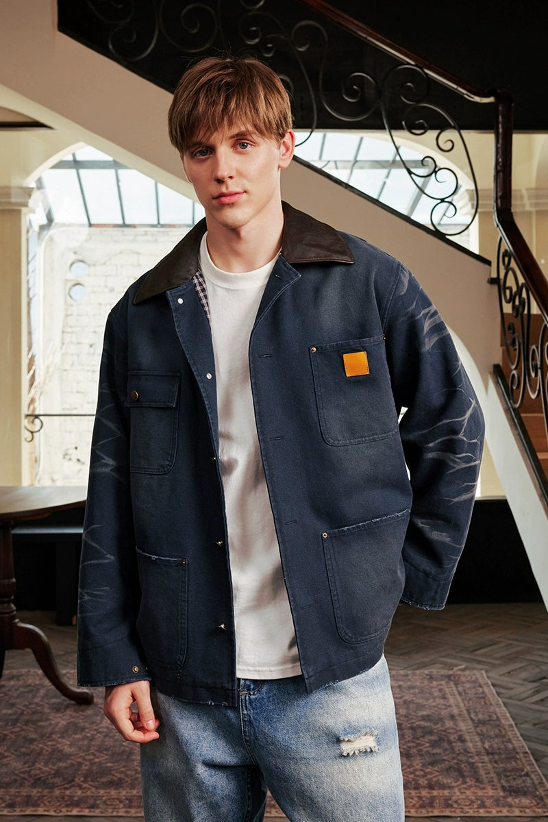 Vintage Washed Plaid Workwear Jacket