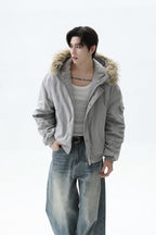 Fur Hooded Short Parka Jacket