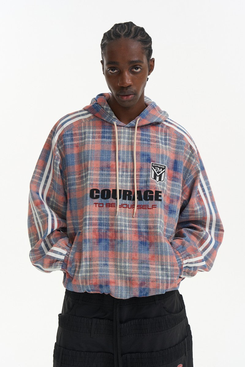 Plaid Patch Pullover Sweatshirt