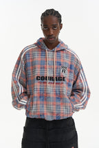Plaid Patch Pullover Sweatshirt