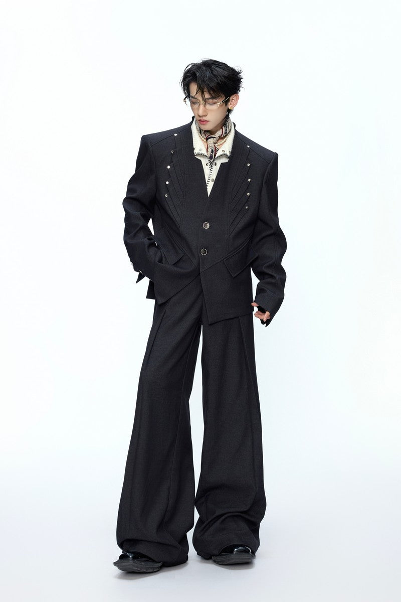 Deconstructed Wool Blend Suit Trousers