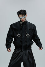 Snakeskin Cropped Leather Jacket