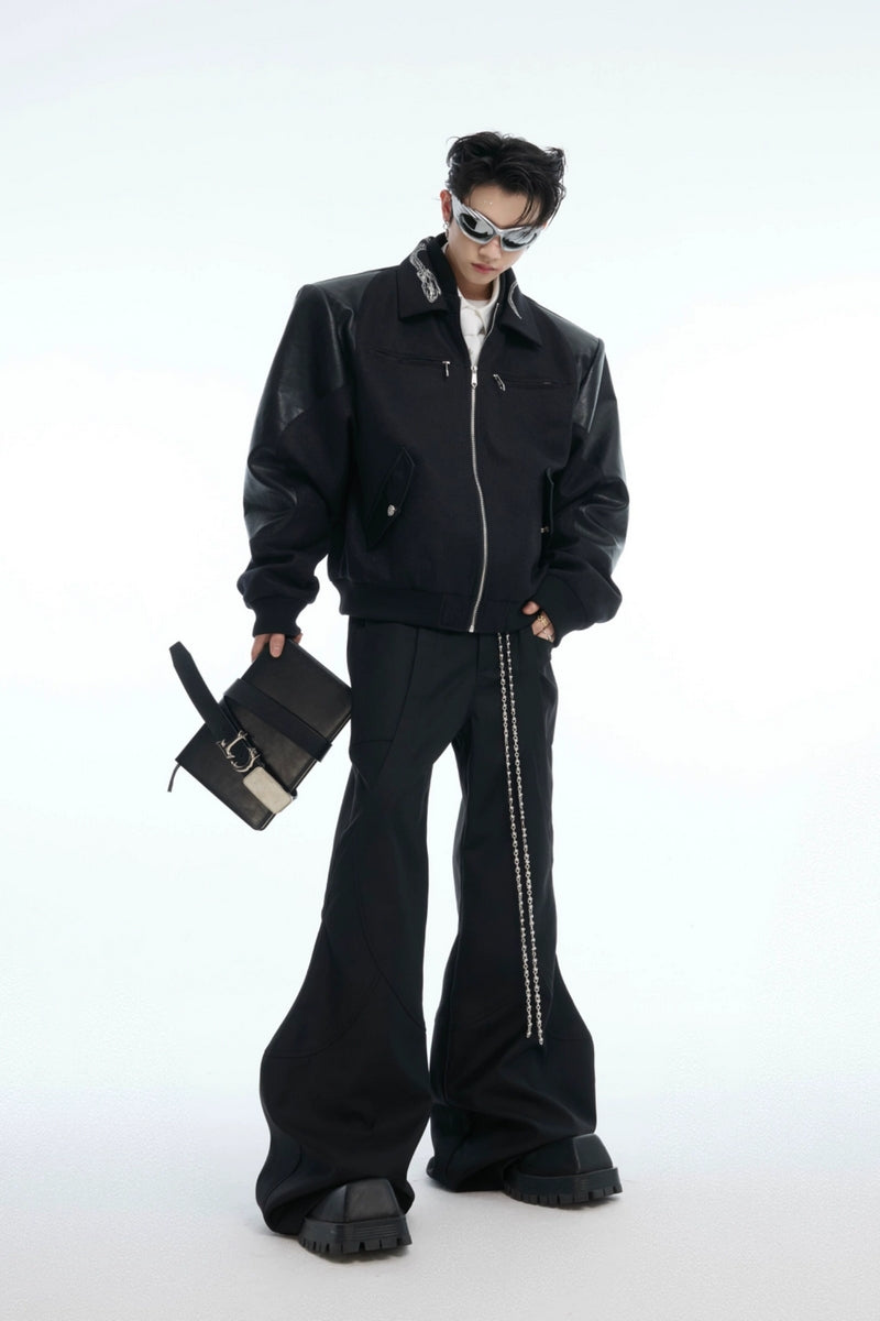 Deconstructed Flare Pants with Chain