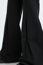 Wool Pleated Flare Trousers