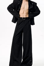 Pearl Detail PU Panel Trousers